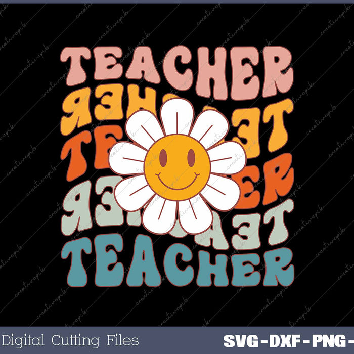 Retro Teacher Daisy Colorful Elementary School Teacher