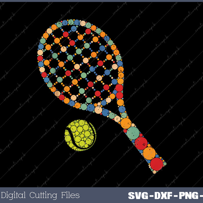 Retro Tennis Player & Ball With Polka Dots Happy Dot Day Boy SVG PNG Cutting Printable Files