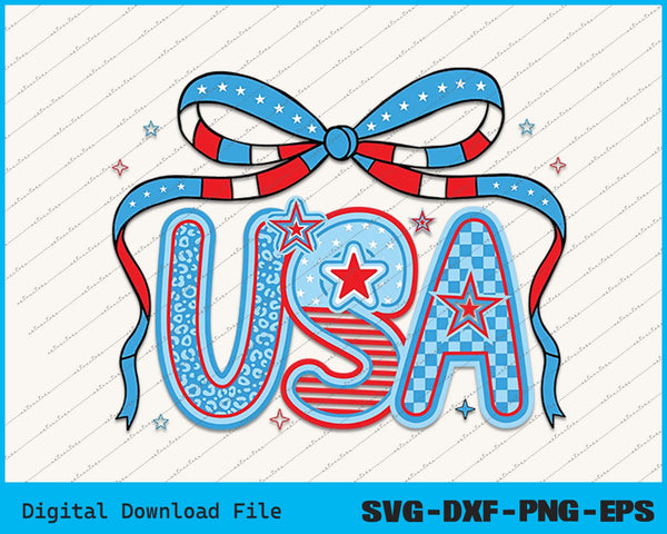 Retro USA Coquette Preppy USA 4th of July SVG PNG Printable Files