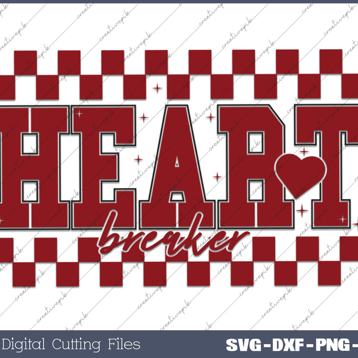Retro Valentines Day Heart Breaker Valentine Varsity Valentine's Day SVG PNG Cutting Printable Files
