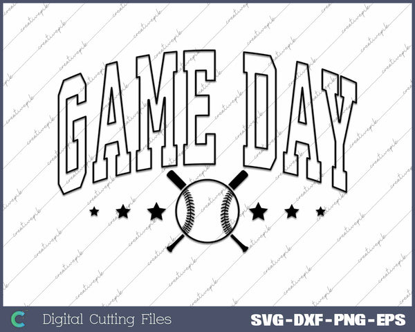 Retro Varsity Game Day Baseball SVG PNG Cutting Printable Files