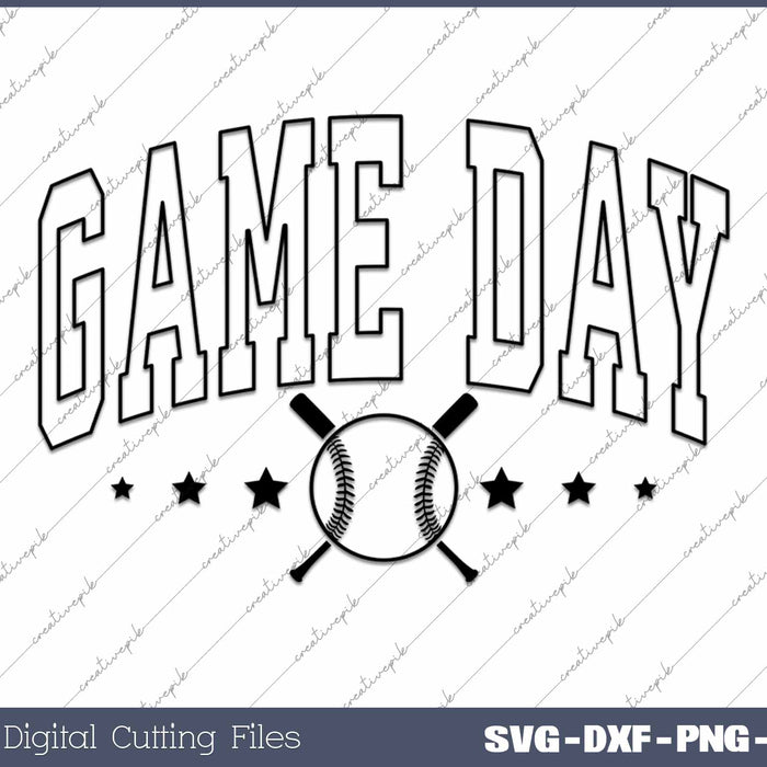 Retro Varsity Game Day Baseball SVG PNG Cutting Printable Files