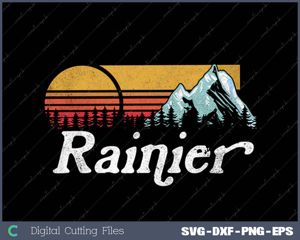 Retro Vibe Mount Rainier Vintage Mountains & Sun SVG PNG Cutting Printable Files