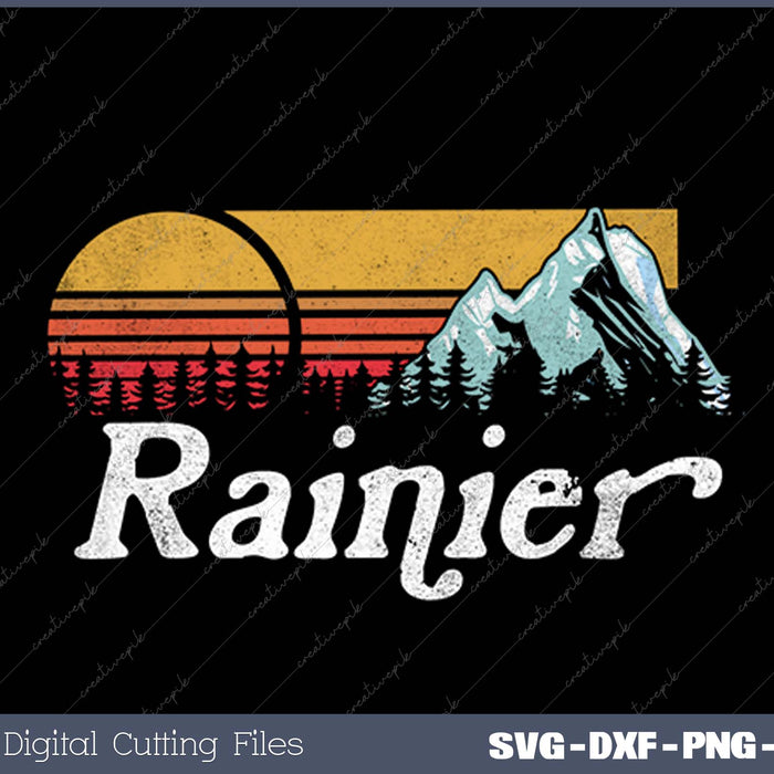 Retro Vibe Mount Rainier Vintage Mountains & Sun SVG PNG Cutting Printable Files