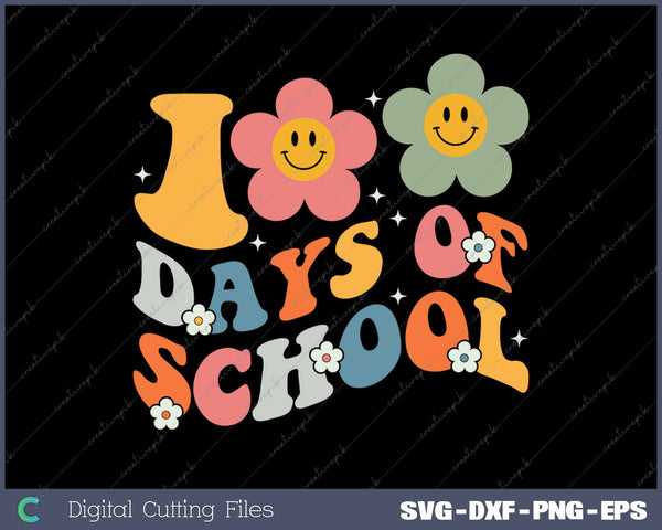 Retro Vintage 100 Days Of School SVG PNG Cutting Printable Files