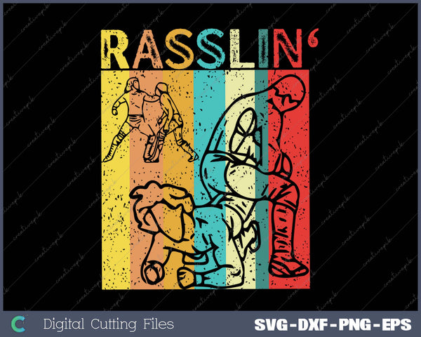 Retro Vintage Rasslin' Pro Wrestling Fan SVG PNG Printable Files