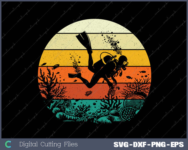 Retro Vintage Scuba Diver Scuba Diving Ocean 