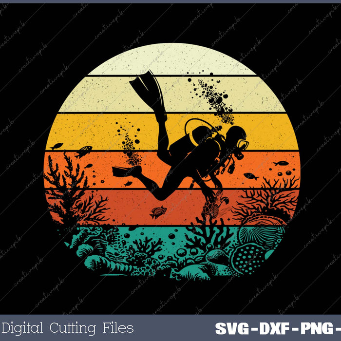 Retro Vintage Scuba Diver Scuba Diving Ocean 
