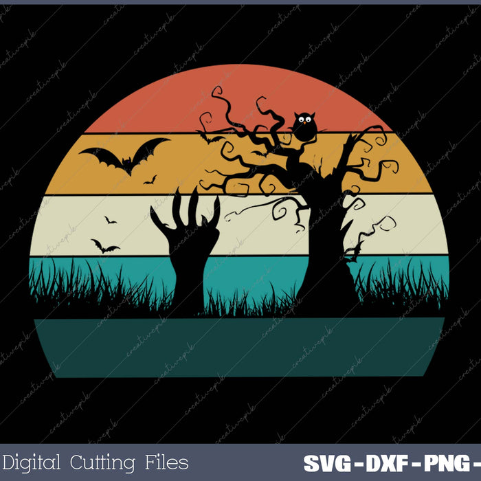 Retro Zombie Arm-Vintage Halloween Grave Cool Reanimated SVG PNG Cutting Printable Files