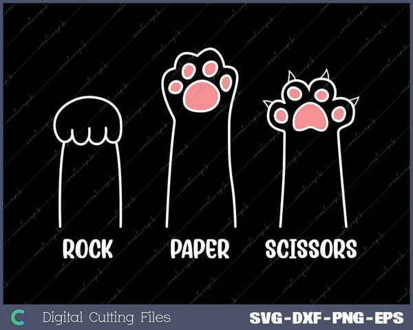 Rock Paper Scissors Hand Game Cute Paw Funny