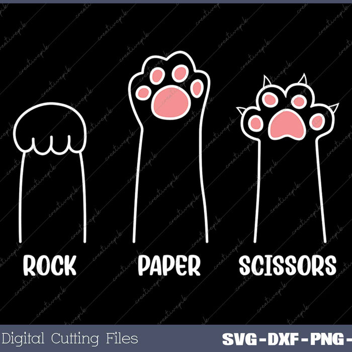 Rock Paper Scissors Hand Game Cute Paw Funny