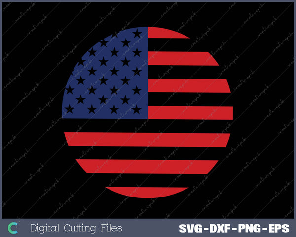 Round American Flag SVG PNG Cutting Printable Files