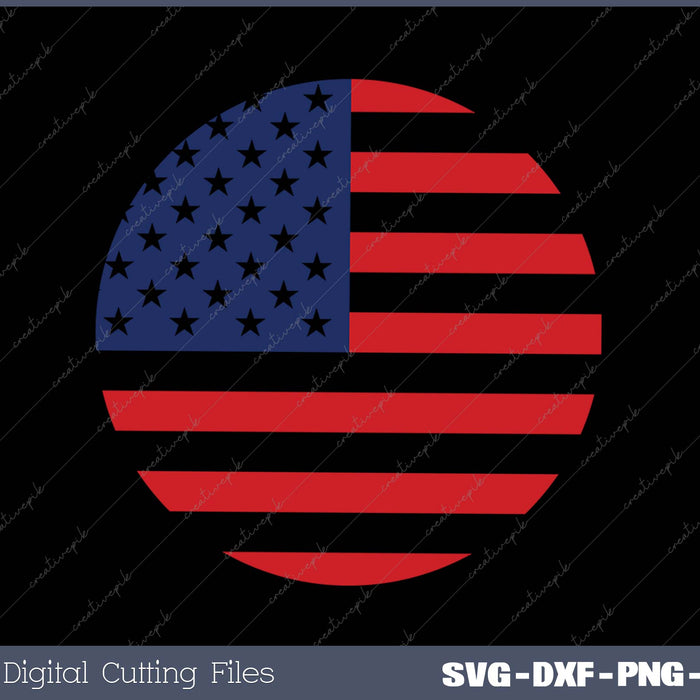 Round American Flag SVG PNG Cutting Printable Files