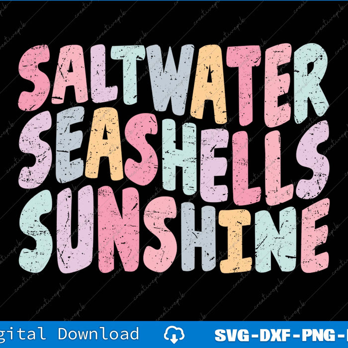 Saltwater Seashells Sunshine Summer SVG PNG Cutting Printable Files