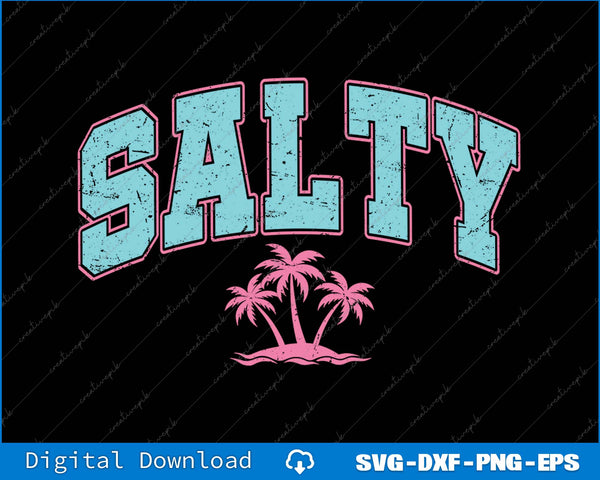 Salty Retro Summer Beach Palm Tree SVG PNG Cutting Printable File