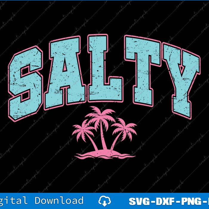 Salty Retro Summer Beach Palm Tree SVG PNG Cutting Printable File
