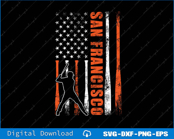 San Francisco Baseball Flag USA Vintage Patriotic Baseball SVG PNG Printable Files
