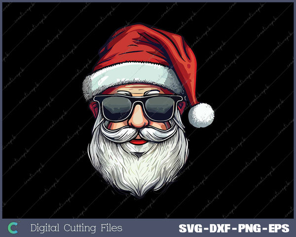 Santa Face Retro Sunglasses Christmas SVG PNG Cutting Printable Files