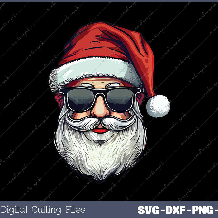 Santa Face Retro Sunglasses Christmas SVG PNG Cutting Printable Files