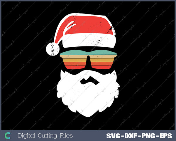 Santa Face Retro Sunglasses Christmas Xmas SVG PNG Cutting Printable Files