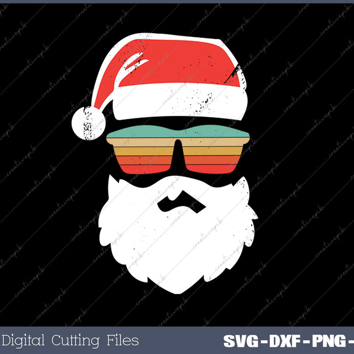 Santa Face Retro Sunglasses Christmas Xmas SVG PNG Cutting Printable Files