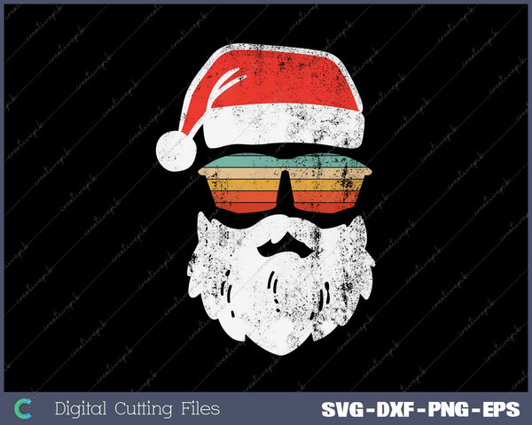 Santa Face Retro Sunglasses Christmas Xmas SVG PNG Cutting Printable Files