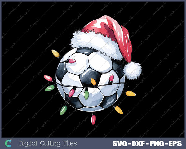 Santa Soccer Ball Sports Design Christmas Soccer SVG PNG Cutting Printable Files