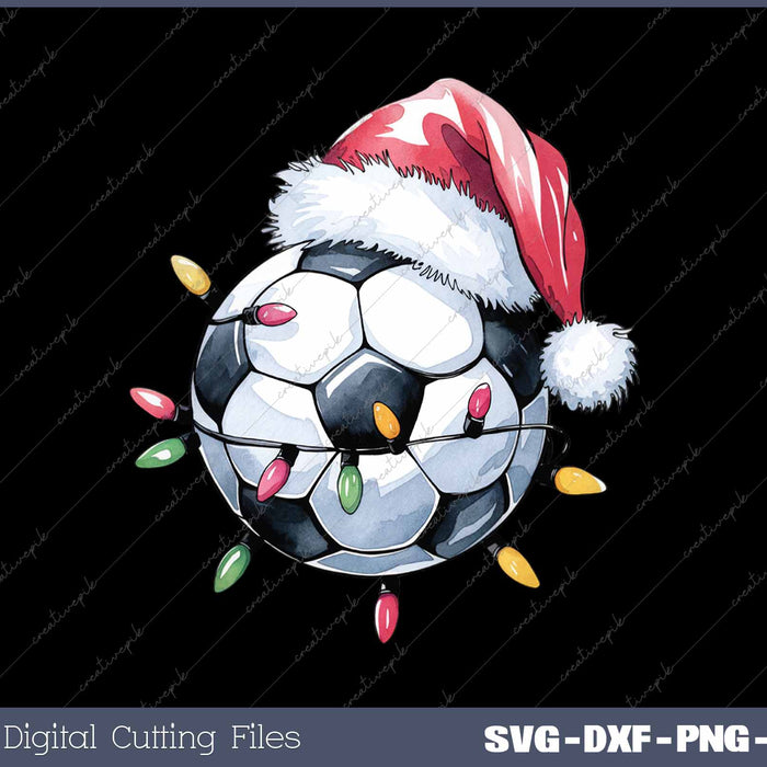 Santa Soccer Ball Sports Design Christmas Soccer SVG PNG Cutting Printable Files