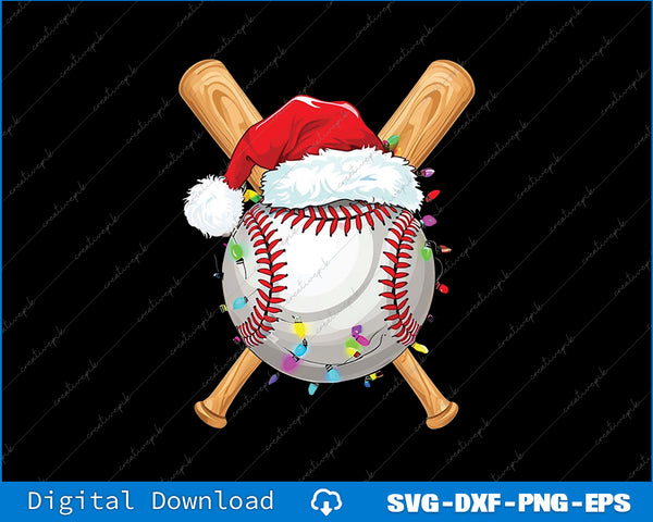 Santa Sports For Men Boys Christmas Baseball Player Png Printable File