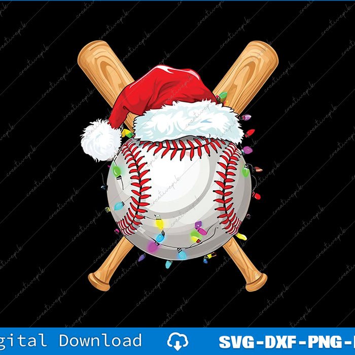 Santa Sports For Men Boys Christmas Baseball Player Png Printable File