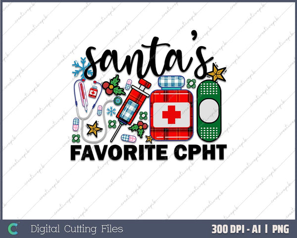 Santa's Favorite CPHT Christmas Xmas Gift AI PNG Sublimation File