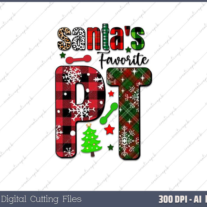 Santa's Favorite Vet Funny Christmas Holiday AI PNG Sublimation File