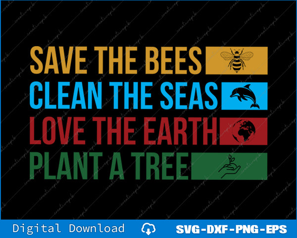 Motivational quote with icons on a black background, promoting environmental conservation.