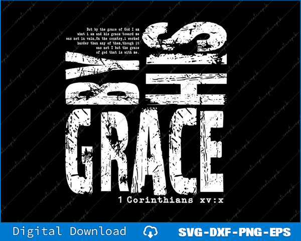 Text design with 'By Grace' and '1 Corinthians XV: x' on a black background
