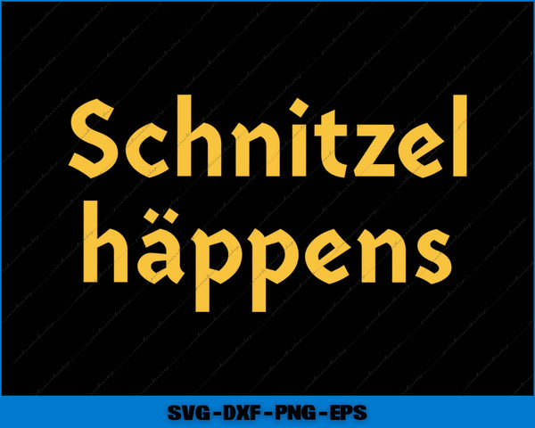 Text 'Schnitzel häppens' in yellow on a black background with file format text at the bottom.