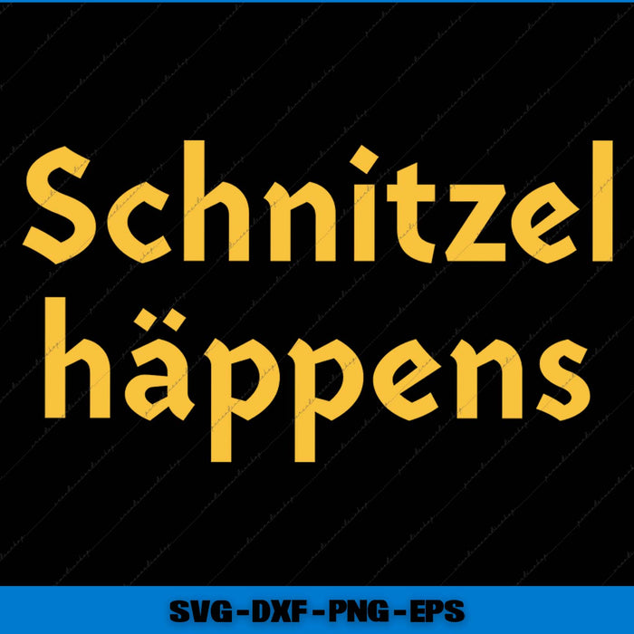 Text 'Schnitzel häppens' in yellow on a black background with file format text at the bottom.