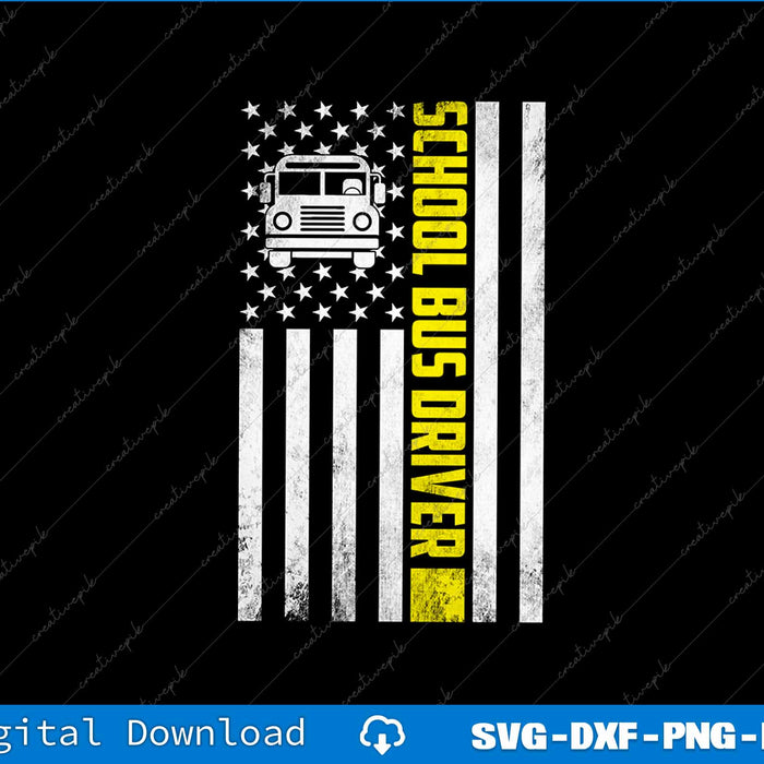 School Bus Driver American Flag SVG PNG Cutting Printable File