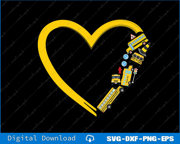 School Bus Driver Heart SVG PNG Cutting Printable File