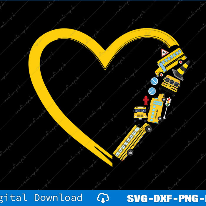 School Bus Driver Heart SVG PNG Cutting Printable File
