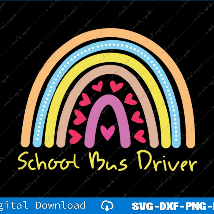 School Bus Driver Rainbow SVG PNG Cutting Printable File