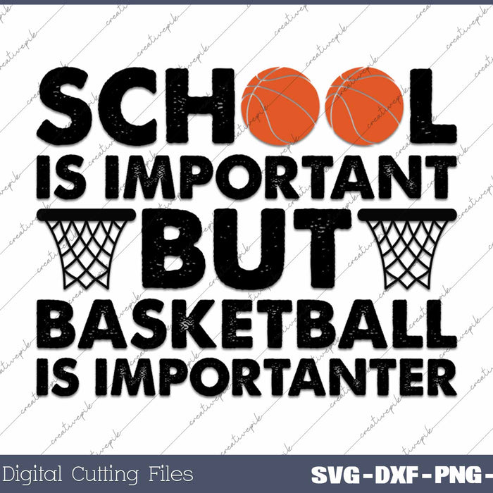 School Is Important But Basketball SVG PNG Printable Files