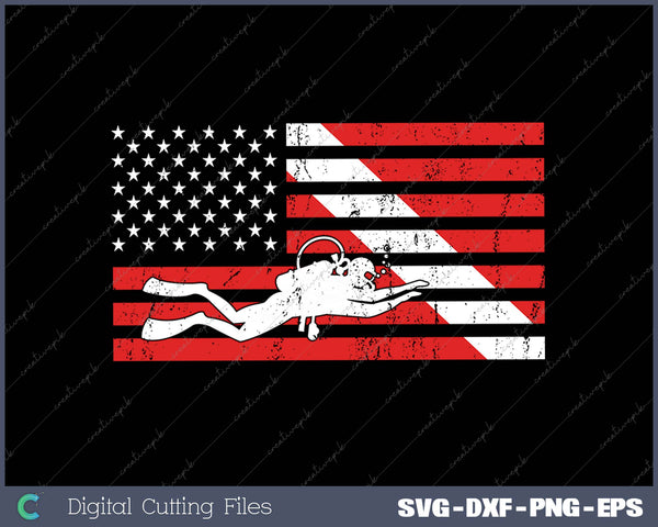 Scuba Diving American Flag SVG PNG Cutting Printable Files