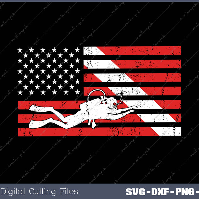 Scuba Diving American Flag SVG PNG Cutting Printable Files