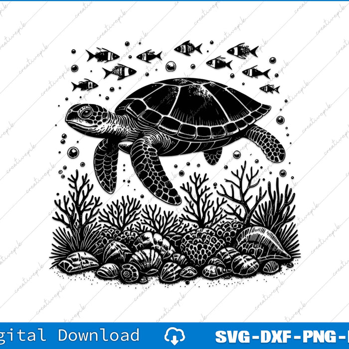 Sea Turtle Silhouette Marine Turtle SVG PNG Cutting File