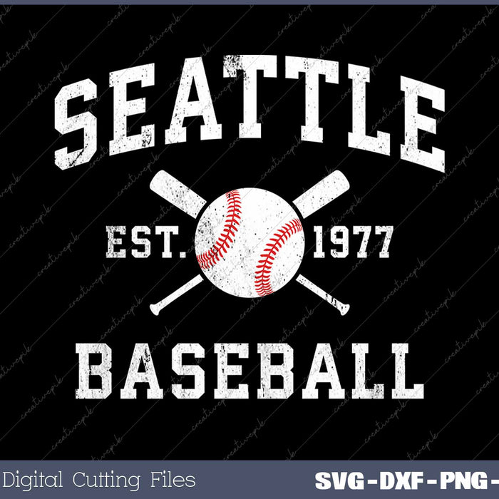 Seattle Baseball Athletic Vintage Sports Team Fan SVG PNG Printable Files