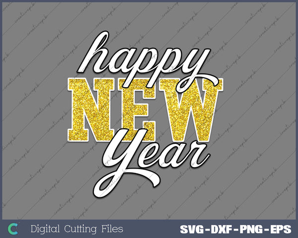 Sequins Glitter Happy New Year 2025 SVG PNG Cutting Printable Files