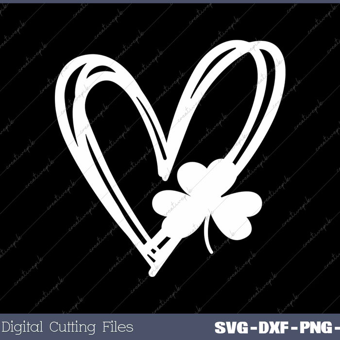Shamrock And Heart St Patrick's Day SVG PNG Cutting Printable Files