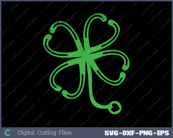 Shamrock Stethoscope Nurse St Patricks Day Lucky SVG DXF PNG Cutting File