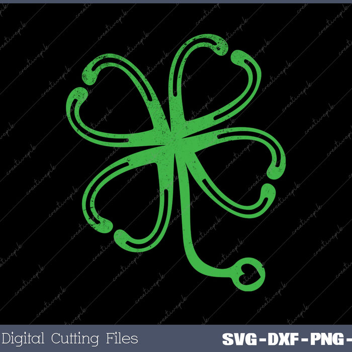 Shamrock Stethoscope Nurse St Patricks Day Lucky SVG DXF PNG Cutting File