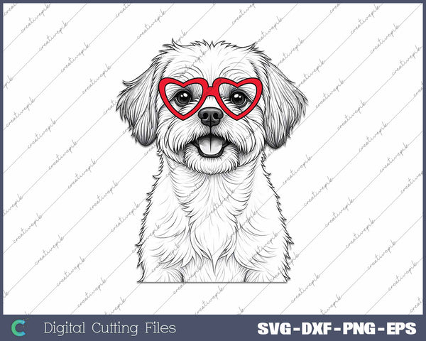 Shih Tzu Dog Breed Valentine's Heart SVG PNG Cutting Printable Files